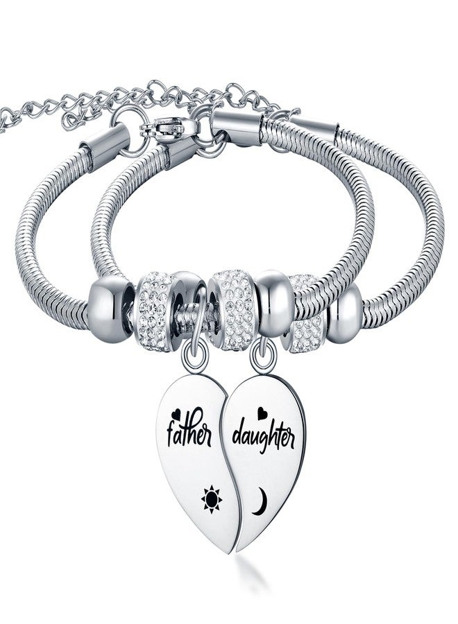 Yonhon Father Daughter Bracelet Set for 2, Dad Daughter Matching Bracelet for 2 - Image 1