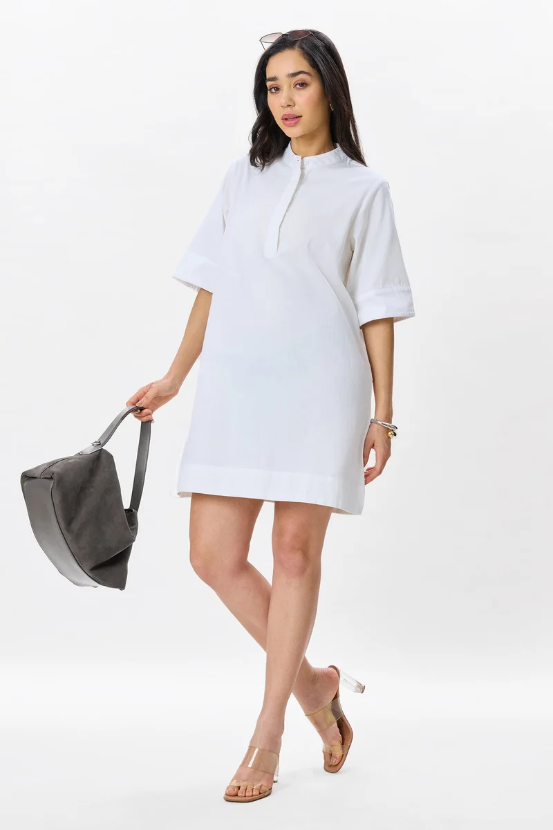 Virgio Solid Cotton Boxy Fit Classic Shirt Dress for Women