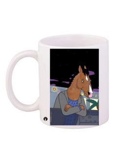 RYN Horse Cartoon Printed Coffee Mug White/Black/Brown 11ounce 