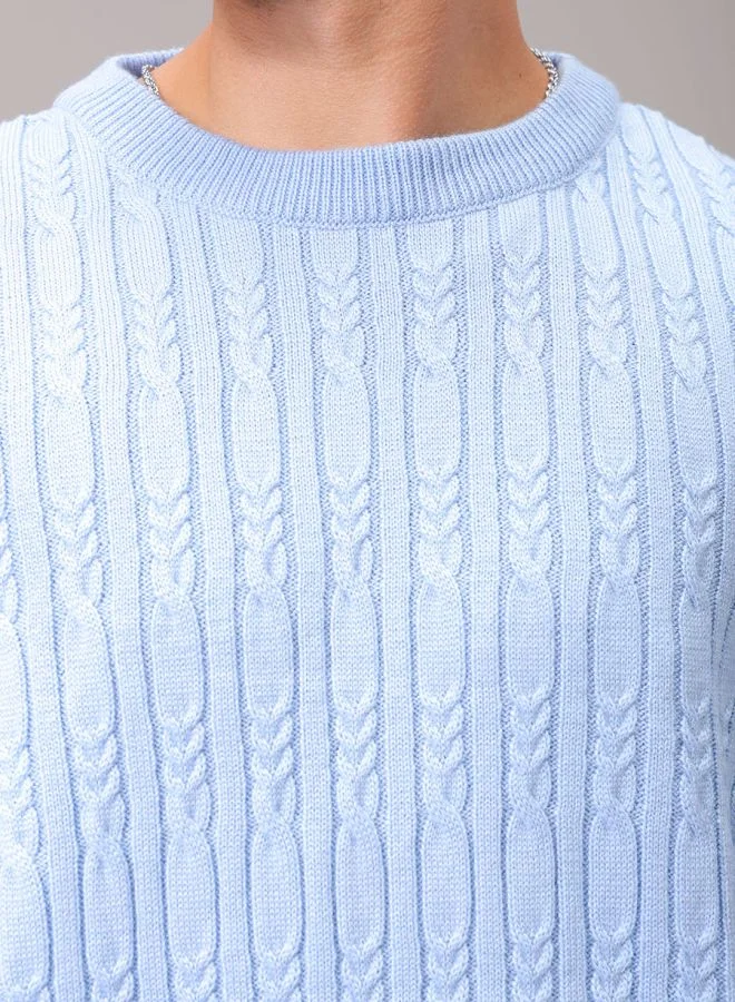 The Indian Garage Co Men Oversized Textured Crew Neck Sweater