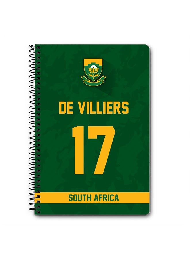 Stylizedd Designer A5 Spiral Notebook Memo Notepad Journal Player - AB de Villiers, Jersey Number -17 (With Logo) - Image 1