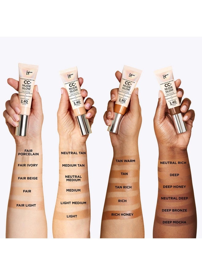 IT Cosmetics CC+ Nude Glow Lightweight Foundation + Glow Serum with SPF 40 - With Niacinamide, Hyaluronic Acid & Green Tea Extract - Neutral Medium - 1.08 fl oz - Image 5