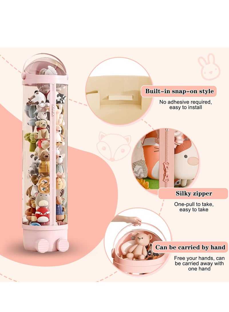 XiuWoo Stuffed Animal Storage Tube, Toy Storage Tube with Zipper LED Light, Vertical Toy Display Organizer, Toy Display Bucket with Lid, Space-Saving Toy Tower for Kids Room, Pink, 172cm  - Image 2
