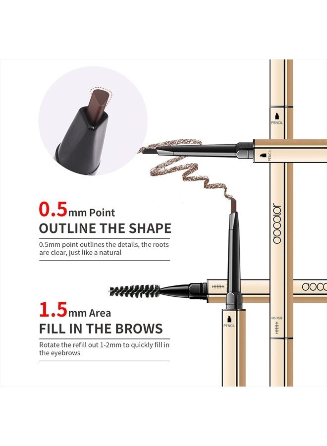 docolor قلم حواجب دقيق ماكياج، قلم تحديد الحواجب، قلم ميكانيكي فائق الدقة، بني فاتح وأسود، 2 قطعة - Image 3