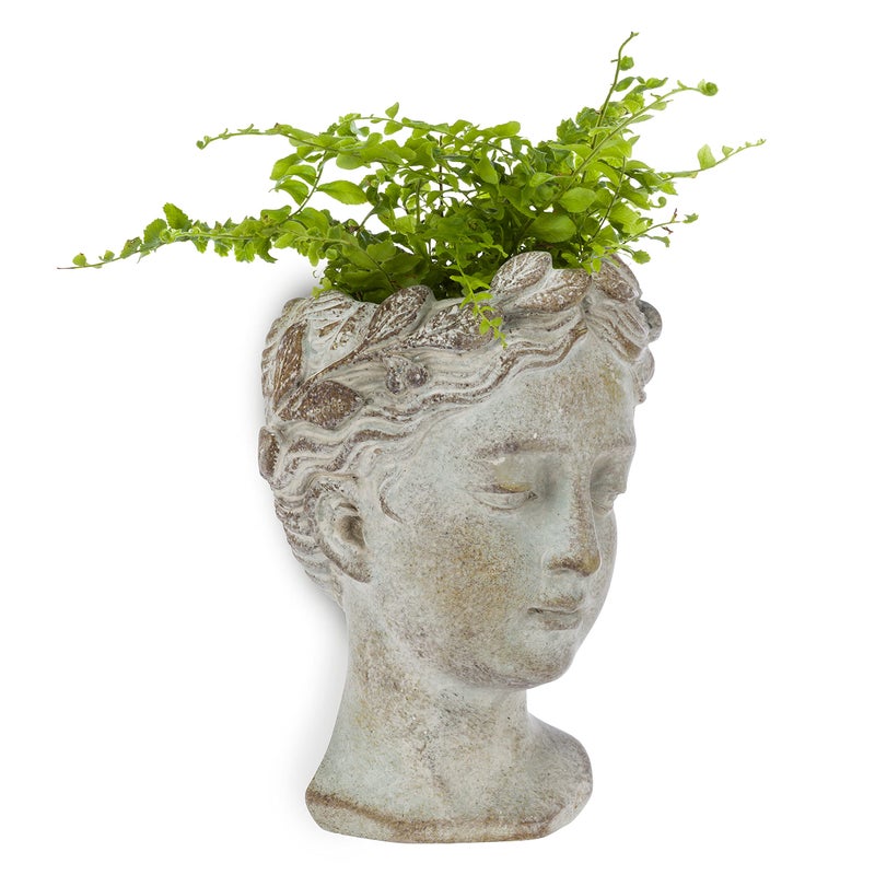 Abbott Collection Goddess Head Wall Planter â€“ Extra Small Cement Indoor and Outdoor Planter Pot â€“ Grecian Woman Statue Head Planter for Flowers and Succulents (Grey, 6.5" Tall, 2.75" Opening) - Image 2