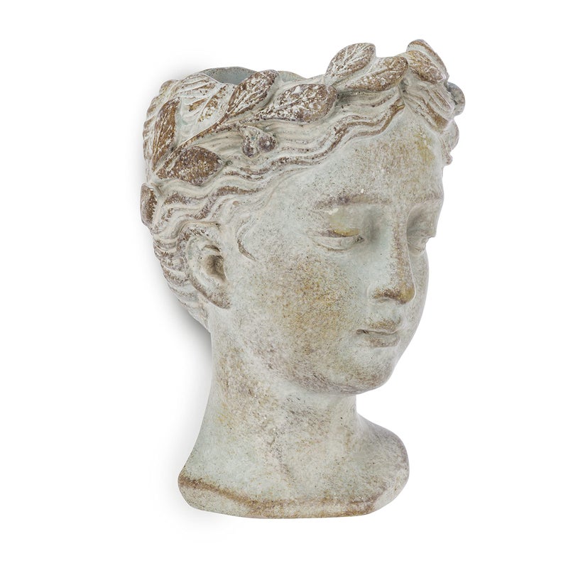 Abbott Collection Goddess Head Wall Planter â€“ Extra Small Cement Indoor and Outdoor Planter Pot â€“ Grecian Woman Statue Head Planter for Flowers and Succulents (Grey, 6.5" Tall, 2.75" Opening) - Image 1