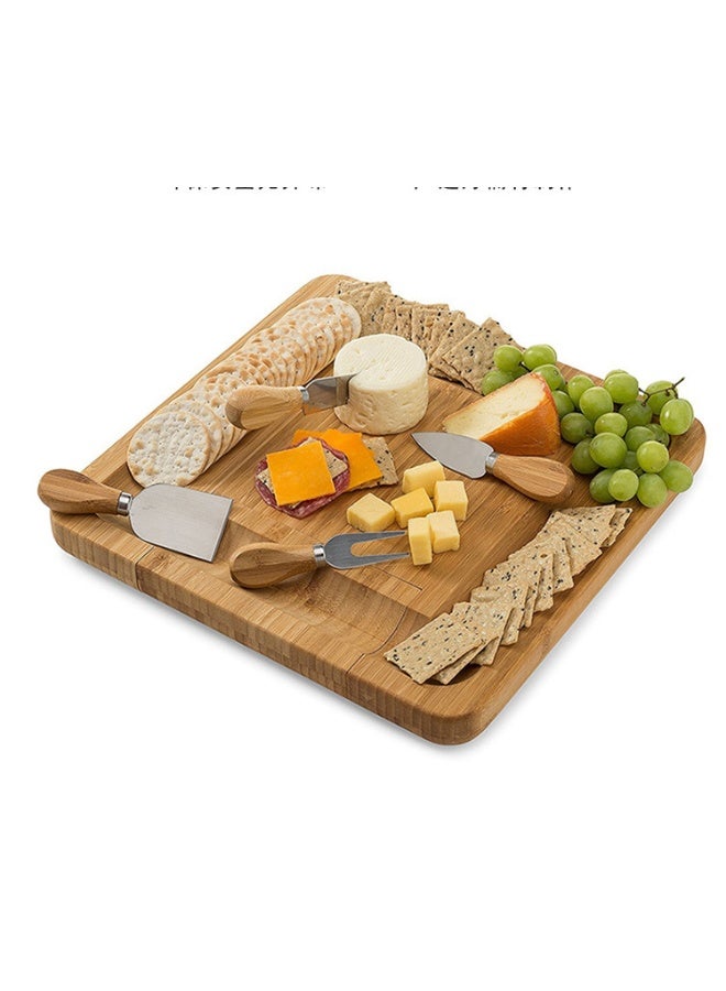 Portable Foldable Bamboo Cheese Board, Kitchen Square Cheese and Charcuterie Platter, Snack and Party Fruit & Vegetable Serving Tray for Home Use - Image 5