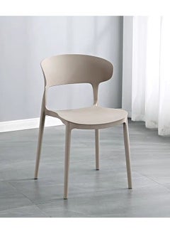 LANNY Jeffcoco Furniture Modern Mid Century Premium Plastic Chair,Curved Back Dining Chairs For Kitchen Garden Lounge Meeting Room,1 piece Beige  - Image 1