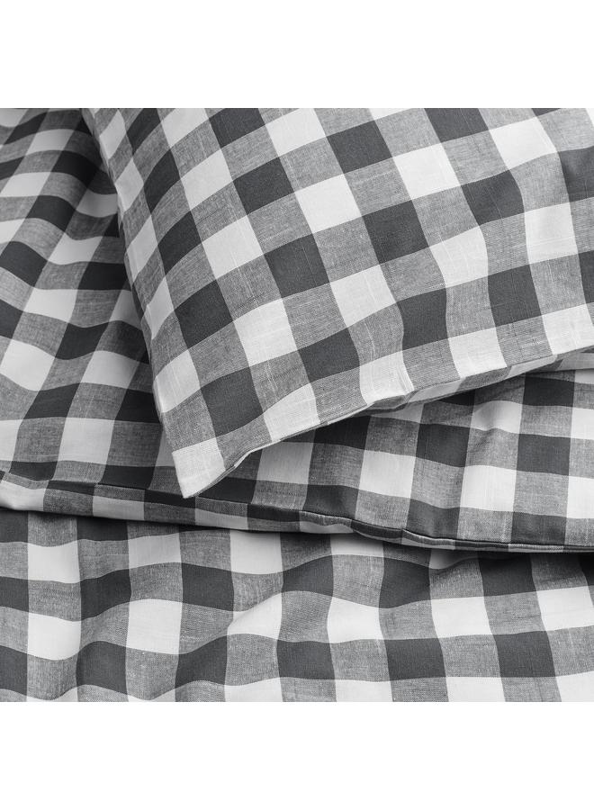 erorex Duvet cover and pillowcase, anthracite white/check, 150x200/50x80 cm - Image 3