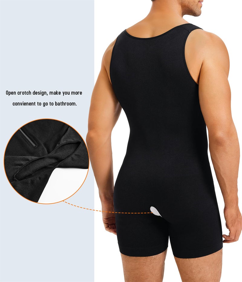 TAILONG Mens Bodysuit Shapewear for Tummy Control Gynecomastia Compression Shirts Full Body Shapewear Fajas Para Hombres Black - Image 4