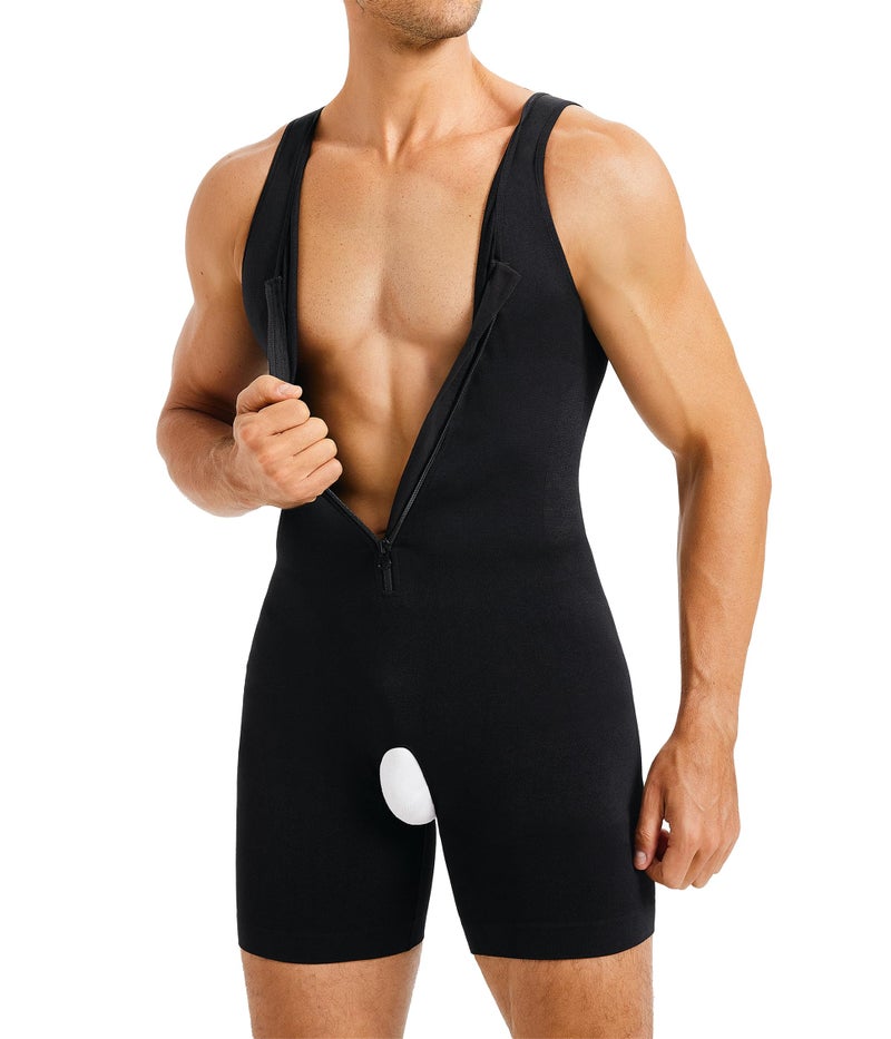 TAILONG Mens Bodysuit Shapewear for Tummy Control Gynecomastia Compression Shirts Full Body Shapewear Fajas Para Hombres Black - Image 1