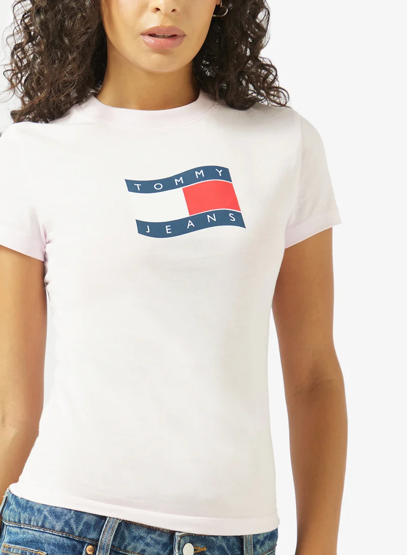 TOMMY JEANS  Casual  Slim Wavy Flag T-Shirt Ext for Women | Best Price UAE