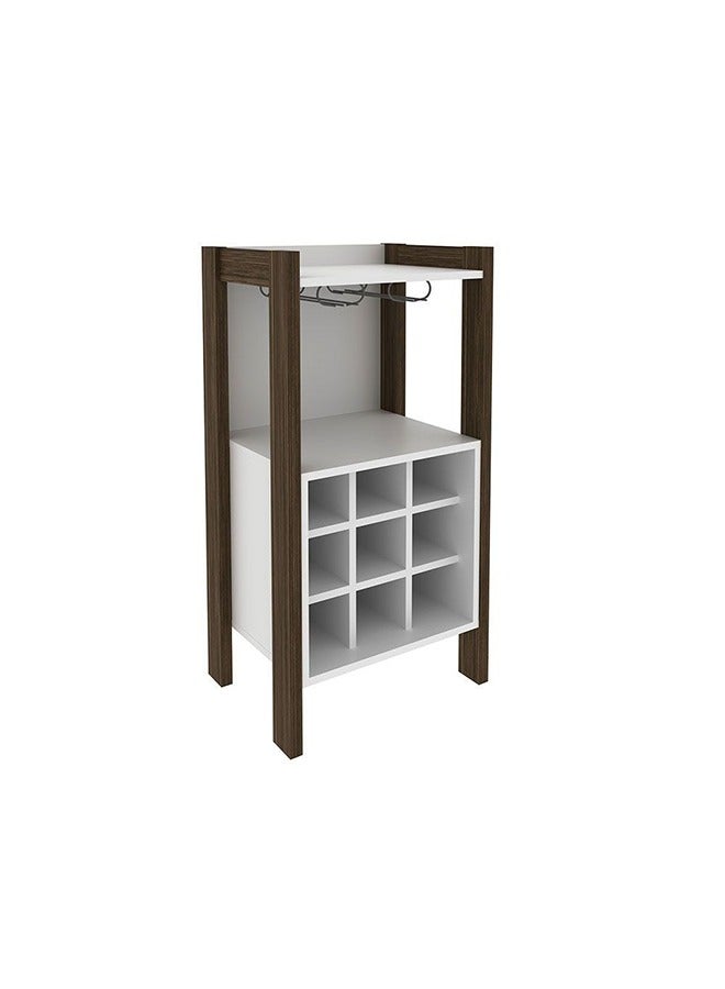 DANUBE HOME خزانة تنظيم بار منزلية متينة بتصميم عصري لأثاث غرفة الطعام مقاس L 46.8x35.6x90.5 سم، أبيض/جوز  - Image 1