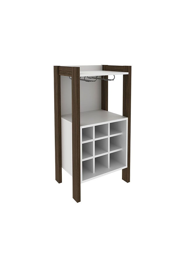 DANUBE HOME خزانة تنظيم بار منزلية متينة بتصميم عصري لأثاث غرفة الطعام مقاس L 46.8x35.6x90.5 سم، أبيض/جوز  - Image 2
