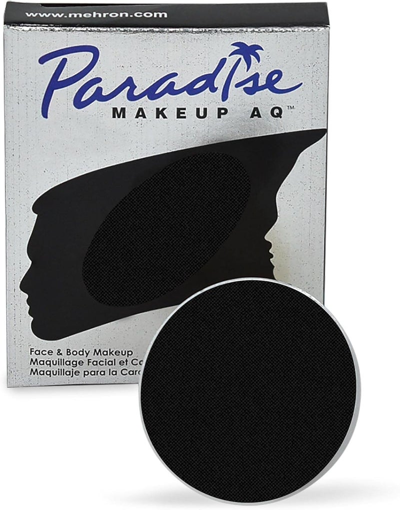 Mehron Makeup Paradise Makeup AQ Refill - Water Activated Face & Body Paint in Black, 0.25 oz (7 ml) - Image 1