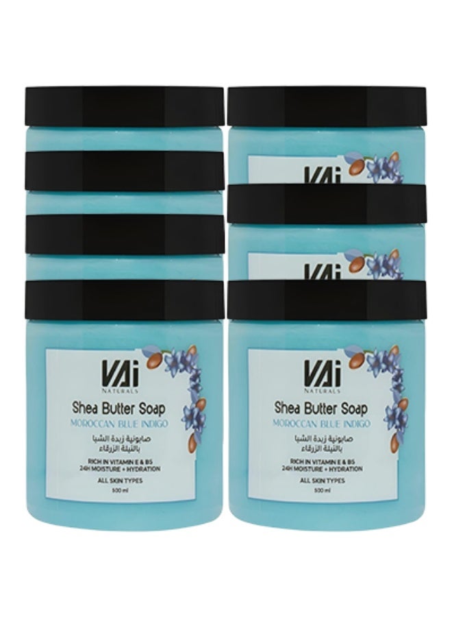 VAI 7 Pieces Shea Butter Soap Moroccan Blue Indigo Rich In Vitamin E AND B5 24 Hours Moisture And Hydration All Skin Types 500ml - Image 1