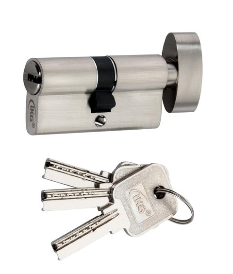 iKG Mortise Cylinder IMC01E70MM OSK One Side Key one Side knob Computerized Reversible Brass Key Color Silver