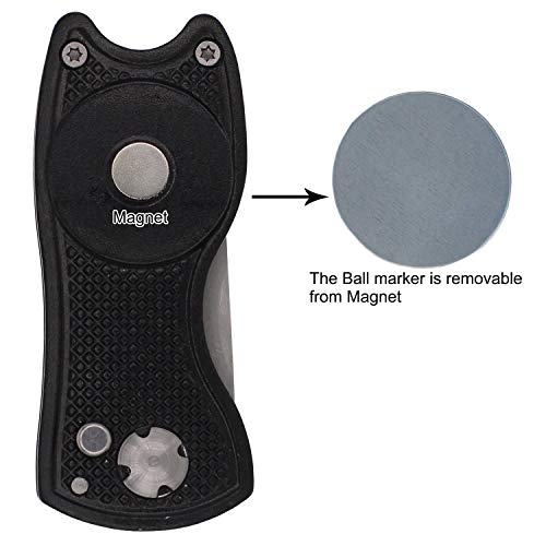 TuLick Divot Repair Tool with Magnetic Divot Tool, Golf Divot Repair Tool Made of Metal, Golf Divot Tool Foldable Design (Black) - Image 4