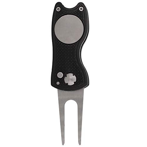 TuLick Divot Repair Tool with Magnetic Divot Tool, Golf Divot Repair Tool Made of Metal, Golf Divot Tool Foldable Design (Black) - Image 1