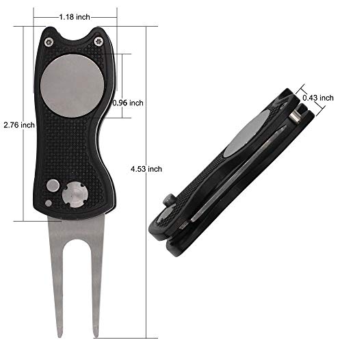 TuLick Divot Repair Tool with Magnetic Divot Tool, Golf Divot Repair Tool Made of Metal, Golf Divot Tool Foldable Design (Black) - Image 2