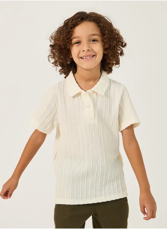 Styli Styli Textured Knit Polo T-Shirt