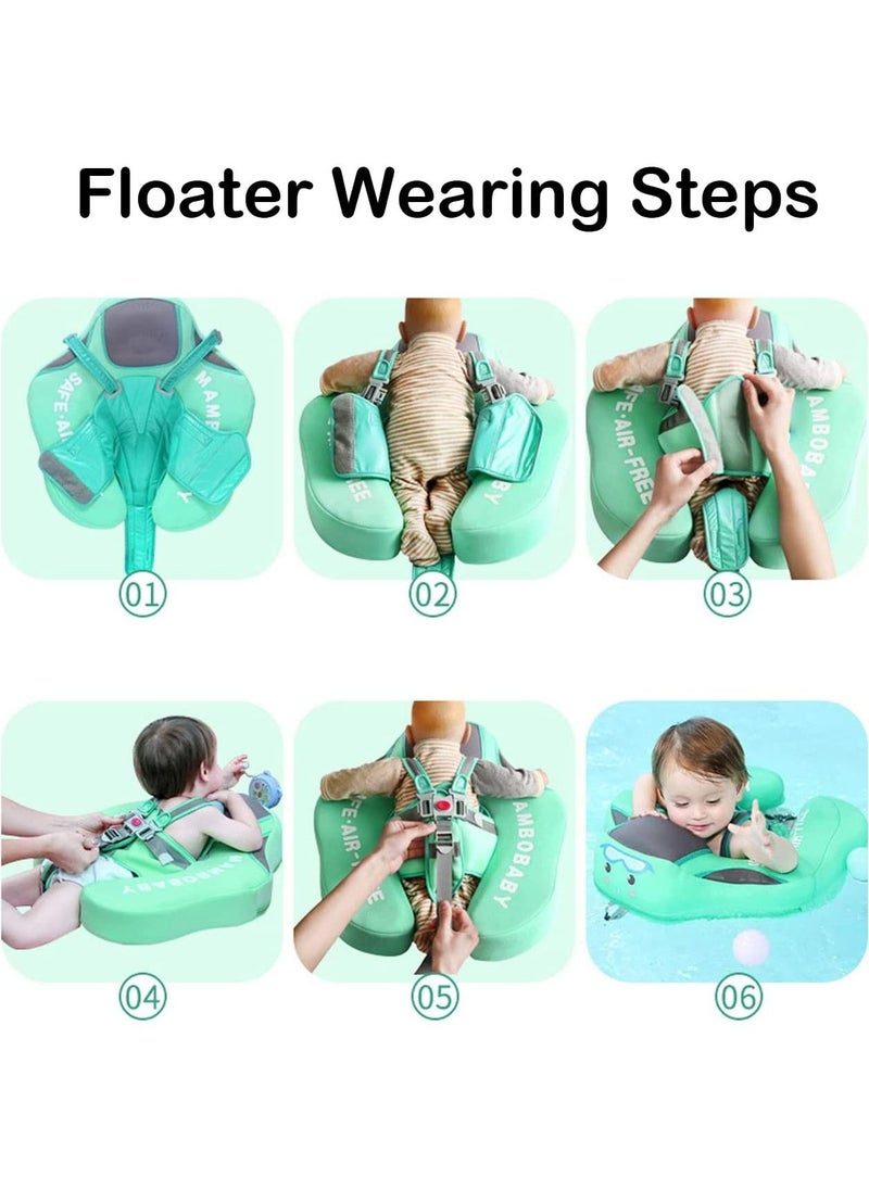 LIMOS - Baby Floater Swim Trainer Solid Infant Pool Float Ring with Canopy (Lion Blue) - Image 1