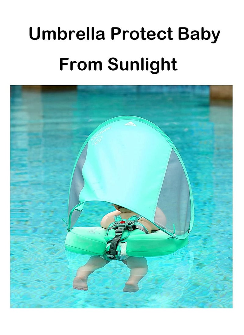 LIMOS - Baby Floater Swim Trainer Solid Infant Pool Float Ring with Canopy (Lion Blue) - Image 1