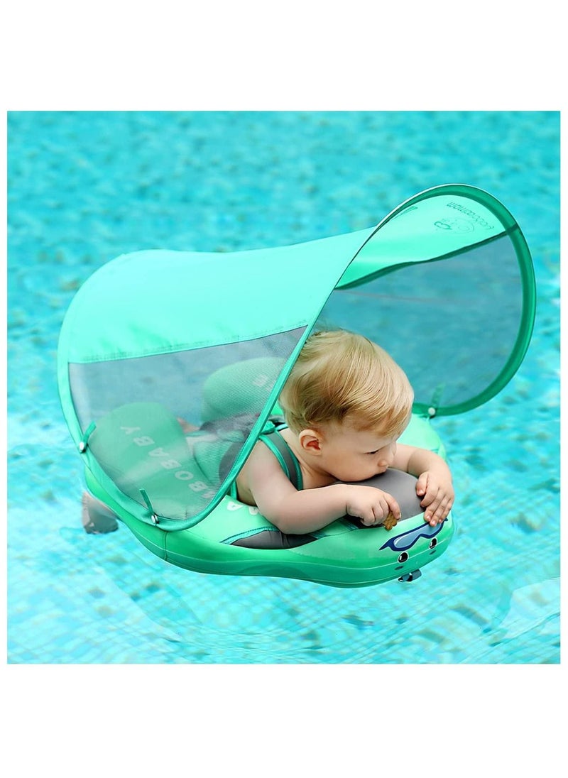 LIMOS - Baby Floater Swim Trainer Solid Infant Pool Float Ring with Canopy (Lion Blue) - Image 1
