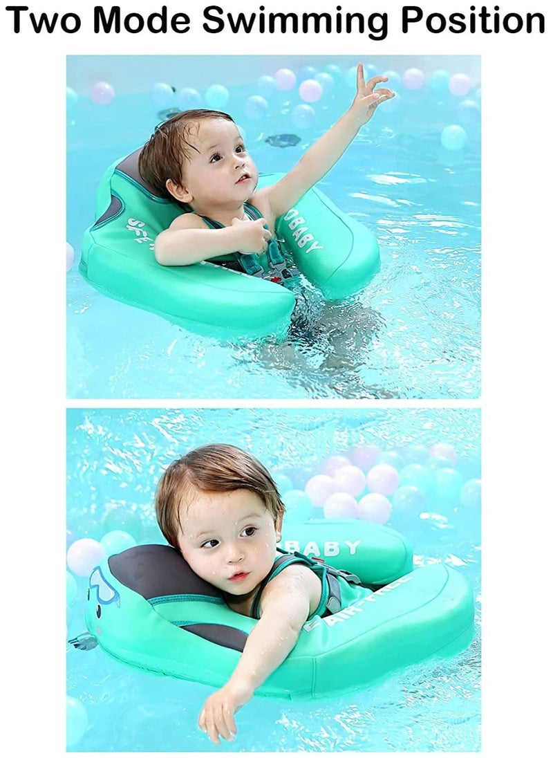 LIMOS - Baby Floater Swim Trainer Solid Infant Pool Float Ring with Canopy (Lion Blue) - Image 1