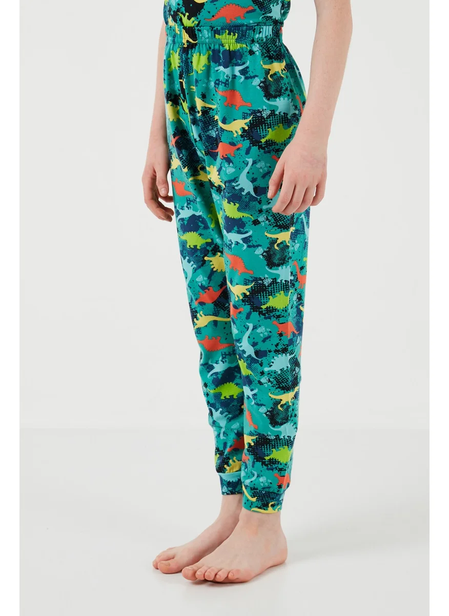 Lela Patterned 100% Cotton Crew Neck Pajama Set Boy's Pajama Set 6651003