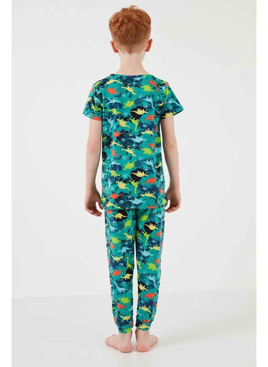 Lela Patterned 100% Cotton Crew Neck Pajama Set Boy's Pajama Set 6651003