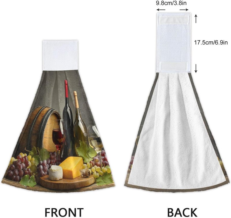 Dussdil Wine Glasses Kitchen Hanging Towel Grapes Fruits Hand Fingertip Bath Tie Towels Set of 2 Pcs Tea Bar Dish Cloths 14 x 18 in Dry Towel Soft Absorbent Thin Durable for Laundry Room Decor - Image 3