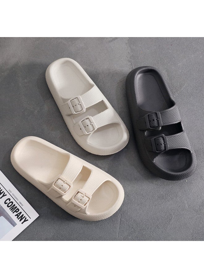 Xggc Men's Slippers, Summer Outdoor Casual Fashionable Double-breasted Sandals, Non-slip Beach Slide Sandals For Men, Khaki Size 42-43 - Image 2