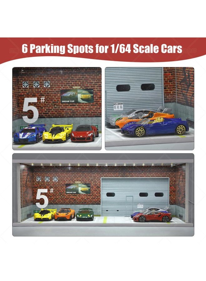 Saichotoy Display Case for Hot Wheels: Stackable Parking Garage for 1/64 Scale Matchbox Toy Car, Foamboard Storage for Monster Trucks with LED Light and Acrylic Cover, Depot - Image 2