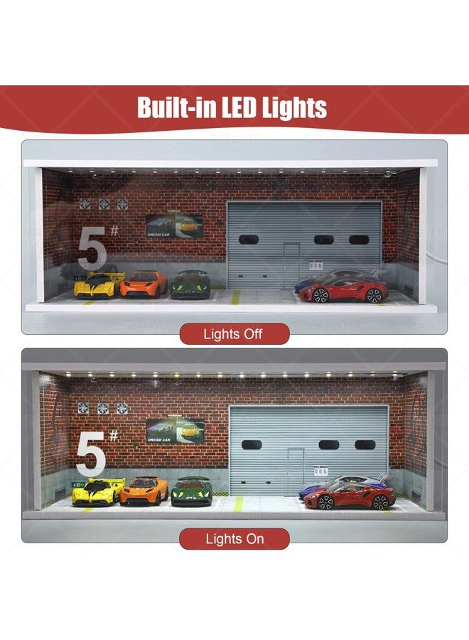 Saichotoy Display Case for Hot Wheels: Stackable Parking Garage for 1/64 Scale Matchbox Toy Car, Foamboard Storage for Monster Trucks with LED Light and Acrylic Cover, Depot - Image 3