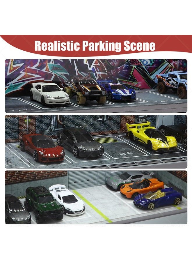 Saichotoy Display Case for Hot Wheels: Stackable Parking Garage for 1/64 Scale Matchbox Toy Car, Foamboard Storage for Monster Trucks with LED Light and Acrylic Cover, Depot - Image 5