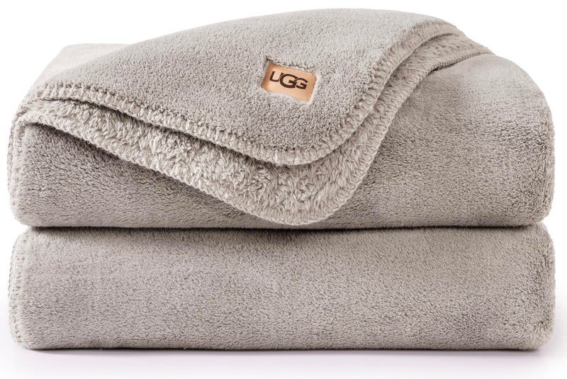 UGG Whitecap Fleece Throw Blanket, Soft Fluffy Blankets for Couch or Bed, Home Decor, Luxury Plush Throw, Machine Washable, 50-inch x 70-inch, Light Grey Seal - Image 1