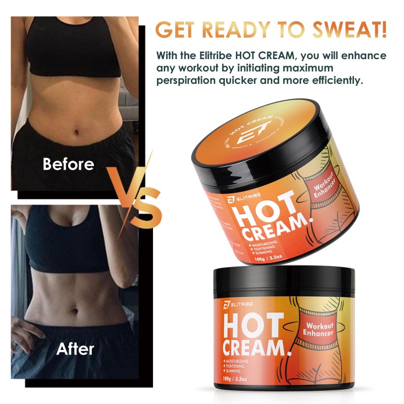 Elitribe Hot Cream Sweat Workout Enhancer Gel - Fat Burning, Cellulite & Firming Body Lotion for All Skin Types - 3.5 oz - Image 2