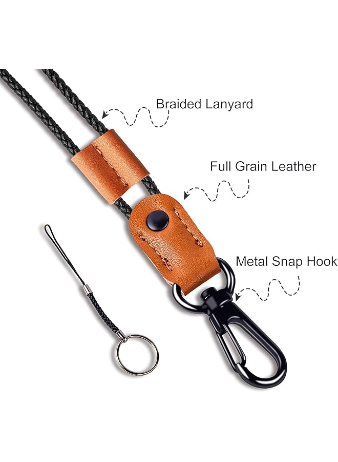 إيروريكس حبل مضفر من الجلد لحمل شارة الهوية والمفاتيح بطول قابل للتعديل وحزام سلسلة مفاتيح طويل للرقبة للرجال والنساء والموظفين باللون البني - Image 4