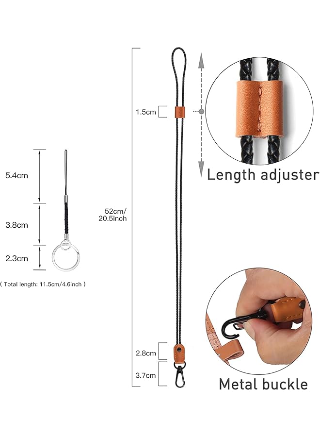 إيروريكس حبل مضفر من الجلد لحمل شارة الهوية والمفاتيح بطول قابل للتعديل وحزام سلسلة مفاتيح طويل للرقبة للرجال والنساء والموظفين باللون البني - Image 2