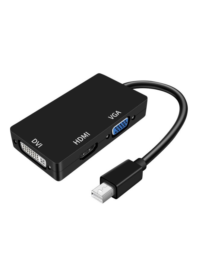 Generic - Suitable For Minidp To Hdmi Cable Interface VGA Adapter DVI HD Converter Mini Dp Female Lightning 2-Color:Black Minidp Three-in-one Converter - Image 1