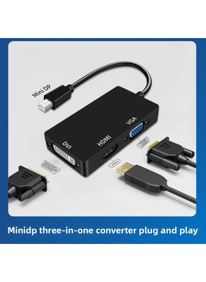 Generic - Suitable For Minidp To Hdmi Cable Interface VGA Adapter DVI HD Converter Mini Dp Female Lightning 2-Color:Black Minidp Three-in-one Converter - Image 1