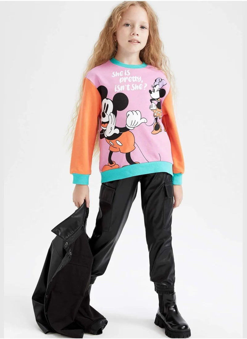 DeFacto Girl Disney Mickey & Minnie Licenced Relax Fit Crew Neck Long Sleeve Knitted Sweatshirt