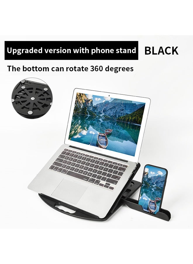 Rotation  Black Laptop  Stand  Adjustable  Height  Aluminum  Alloy  Cooling  Stand Hollow Design Foldable Portable with Phone Holder Suitable for the Saudi Market - Image 1