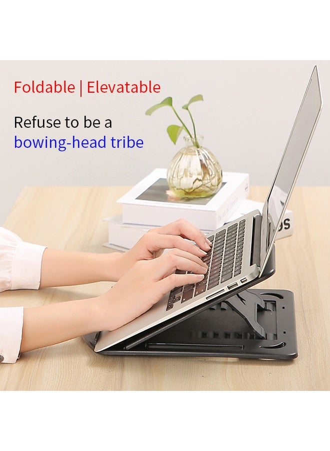 Rotation  Black Laptop  Stand  Adjustable  Height  Aluminum  Alloy  Cooling  Stand Hollow Design Foldable Portable with Phone Holder Suitable for the Saudi Market - Image 2
