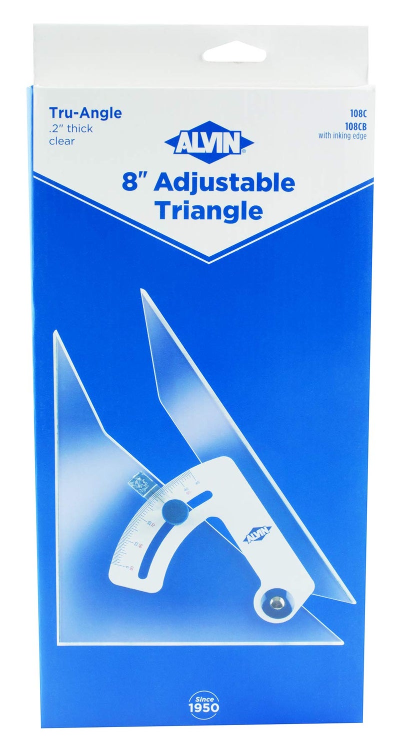 ALVIN Tru-Angle Adjustable Triangle 8" Model 108C Made of High Impact Acrylic with Aluminum Thumbscrew, Includes Nylon Storage Case, Perfect Tool for Students and Professionals - 8 Inches - Image 2