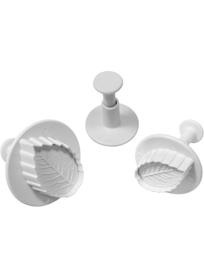 PME RL530 Plunger Cutters 3 kg-Veined Rose Leaf, White, Set of 3 - Image 1