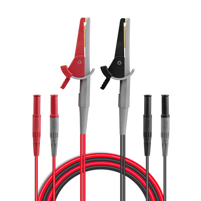 ZIBOO LC02 LCR Meter Test Leads Lead Terminal Kelvin Clip Wires,4 Four Wire Test Leads Lead Terminal Kelvin Clip Alligator with 4mm Banana Plug,Use for LCR Capacitance Meters,Kelvin Lead Set (Clips) - Image 1