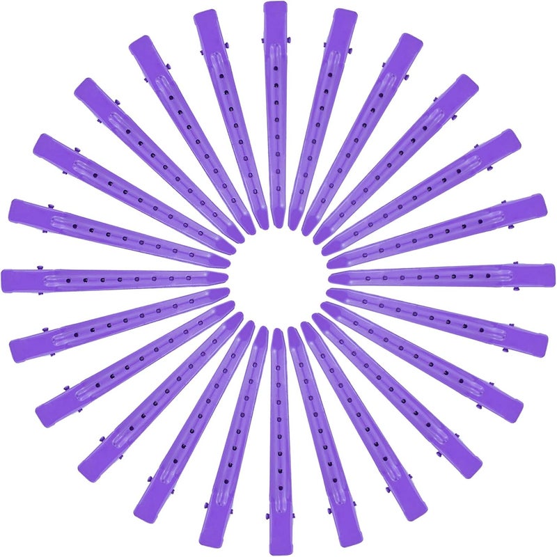 Bantoye 24 Packs Duck Bill Clips, 3.35 Inches Rustproof Metal Alligator Curl Clips with Holes for Hair Styling, Hair Coloring, Purple - Image 4