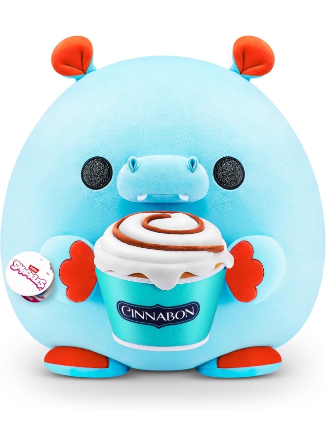 Snackles Super Sized 35 cm, Hippo (Cinnabon), by ZURU Cuddly Squishy Comfort 35 cm Plush with License Snack Brand Accessory (Hippo) - Image 1